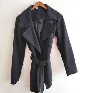 Vintage Bongo Wool Blend Pea Coat Trench Jacket Small